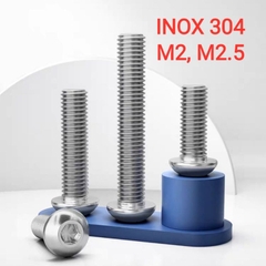 Ốc bulong inox 304 lục giác đầu dù M2, M2.5 dài 6mm, 8 mm, 10mm (10 cái)