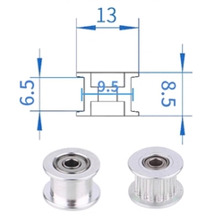Puly ròng rọc GT2 trơn và có răng trục 3mm và 5mm cho đai 6mm và 9mm 10mm