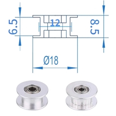 Puly ròng rọc GT2 trơn và có răng trục 3mm và 5mm cho đai 6mm và 9mm 10mm