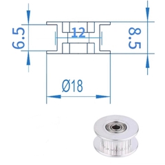 Puly ròng rọc GT2 trơn và có răng trục 3mm và 5mm cho đai 6mm và 9mm 10mm