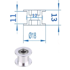 Puly ròng rọc GT2 trơn và có răng trục 3mm và 5mm cho đai 6mm và 9mm 10mm