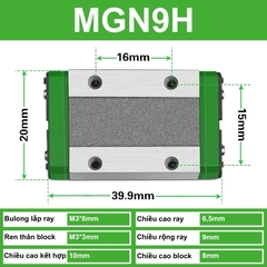 Ray trượt vuông MGN và con trượt, block trượt MGN9 MGN12 MGN15 cho máy in 3D, máy CNC, robot, DIY,..