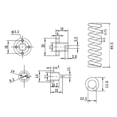 Đai ốc vitme bước 2mm chất liệu đồng, POM bền bỉ, chống rơ và chống ồn.