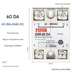Relay rơ le điều khiển điện xoay chiều AC SSR 60DA kèm tản nhiệt điều khiển tấm gia nhiệt máy in 3D Voron 2.4