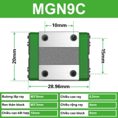 Con trượt block trượt MGN7H MGN7C MGN9H MGN9C MGN12H MGN12C cho máy in 3D, máy CNC, robot,..