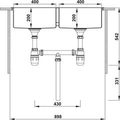 Chậu inox Hafele HS20-SSN2S90 / 2 Hộc bằng nhau, Mã số 567.20.537