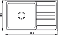 Chậu inox Hafele HS20-SSN1S60 / 1 Hộc rửa, có bàn chờ, Mã số 567.20.266