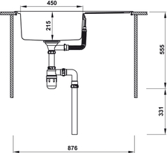 Chậu inox Hafele HS20-SSN1S60 / 1 Hộc rửa, có bàn chờ, Mã số 567.20.266