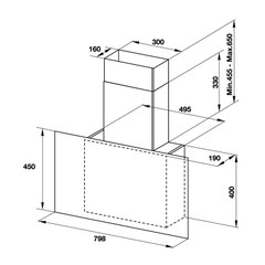 Máy hút mùi áp tường Hafele HH-WVG80E / Kiểu vát nghiêng, Ngang 80cm, mã số 533.86.018