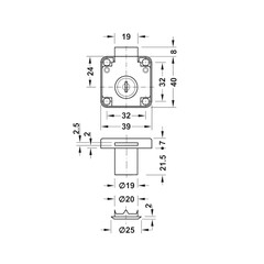 Khóa Vuông Econo Cửa Dày 22mm Hafele 232.01.220