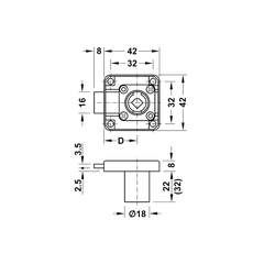 Vỏ Khóa Vuông Chốt Chết 22mm Hafele 232.26.621