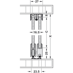 Bộ Phụ Kiện Cửa Trượt Tủ Kính Hafele 415.13.104