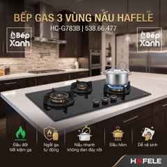 Bếp Gas 3 Bếp Hafele HC-G783B (538.66.477), Núm Vặn Kim Loại Tinh Tế, Chống Cháy Nổ, Đánh Lửa IC