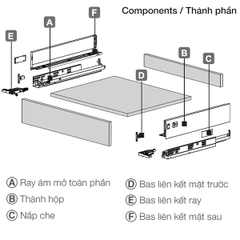 Ray Hộp Alto-S Giảm Chấn H80mm Hafele 552.35.365