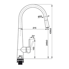 Vòi rửa chén Hafele HT21-CH1P245 / Dây Rút , Mã số 577.55.220