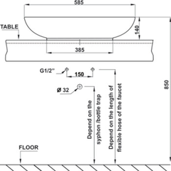 Chậu Lavabo Đặt Bàn Sapporo Hafele 588.79.030