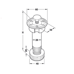 Chân Tủ Bằng Nhựa 80mm Hafele 637.45.308