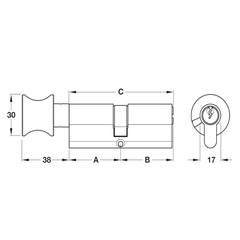 Ruột Khóa 1 Đầu Vặn 1 Đầu Chìa 71mm Hafele 916.96.325