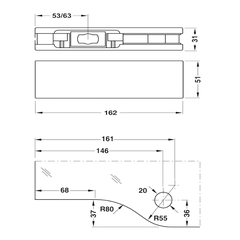 Kẹp Kính Dưới Inox Mờ Hafele 981.00.000