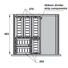 Khay chia hộc tủ 500mm bằng inox Hafele 552.52.893