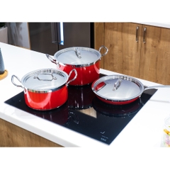Bộ nồi chảo 3 lớp màu đỏ Hafele 531.08.042