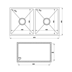 Chậu inox Hafele HS19-SSN2S90M / 2 Hộc bằng nhau, Mã số  567.23.050