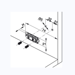 Đế bản lề chữ L Hafele 334.90.020