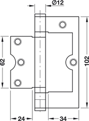 Bản lề lá màu đen mờ 102mm Hafele 926.22.105