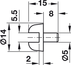 Chốt đỡ kệ kính = nhựa trắng 5/6mm Hafele 287.28.770