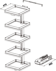 Bộ Kệ Convoy Lavido R600mm Hafele 549.62.906