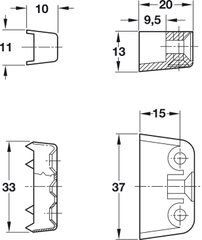 Liên kết RTA nâu 37x20x13mm Hafele 262.61.100