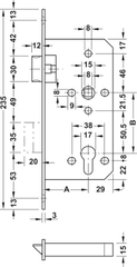 Thân khóa đồng Hafele 911.02.154 cho cửa phòng