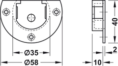 Đế bánh xe F-Line11 12A (xám) Hafele 404.72.311