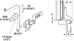 Phụ Kiện Bản Lề Cho Cửa 1 Cánh 19 - 22mm Hafele 408.24.011
