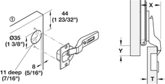 Phụ Kiện Bản Lề Cho Cửa 1 Cánh 16 - 19mm Hafele 408.24.020