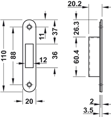 Thân Khóa Cho Cửa Trượt Hafele 911.26.292