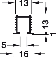 Thanh trượt = nhựa màu bạc 2m Hafele 404.71.902