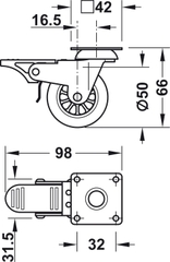 Bánh XE cho đồ nội thất=kl Hafele 661.39.961