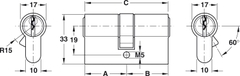 Ruột Khóa 2 Đầu Chìa Dài 71mm Hafele 916.96.022