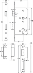 Thân khóa đồng Hafele 911.02.154 cho cửa phòng