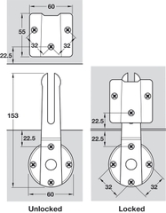 Bas nối mặt bàn 153x60mm=KL Hafele 642.42.900