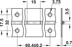 Bản lề piano 32x0.8mm x3.5m (đồng bóng) Hafele 351.03.847
