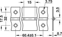 Bản lề piano 32x0.8x35000mm Hafele 351.04.038