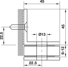 Kẹp Kính - Tường Nhà Tắm 90º Có Đế Hafele 981.00.542