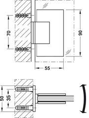 Bản Lề Phòng Tắm Kính Tường 90º Hafele 981.00.502