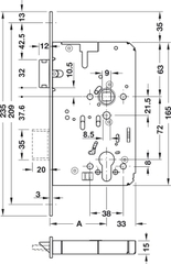 Thân khóa thoát hiểm SDL, E, B 2326, BKS Hafele 911.52.716