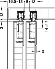 Thanh trượt = nhựa màu bạc 2m Hafele 404.71.902