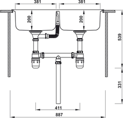 Bộ Xả Cho Chậu 2 Hộc Hafele 567.25.875