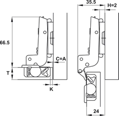 Bản Lề Lọt Lòng Metallamat Neo 110º Hafele 334.20.001