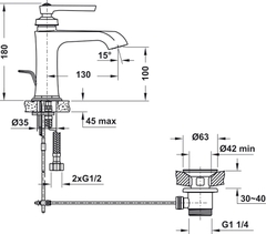 Vòi Trộn Lavabo Kyoto 100 Có Xả Kéo Hafele 589.35.000